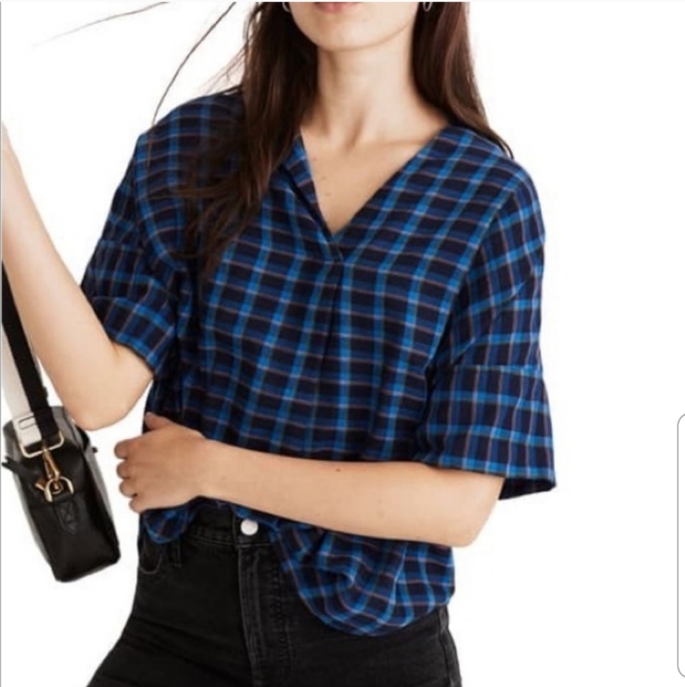 Madewell Double Faced Park Popover Plaid Shirt XS - Picture 3 of 10
